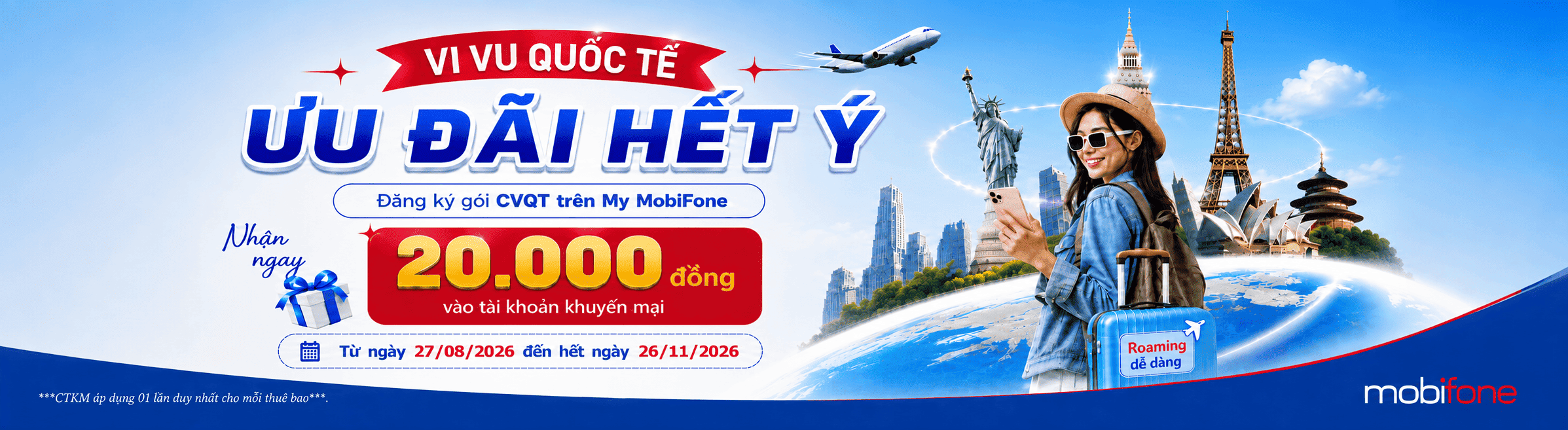 Banner CTKM "Vi vu quốc tế, ưu đãi hết ý"